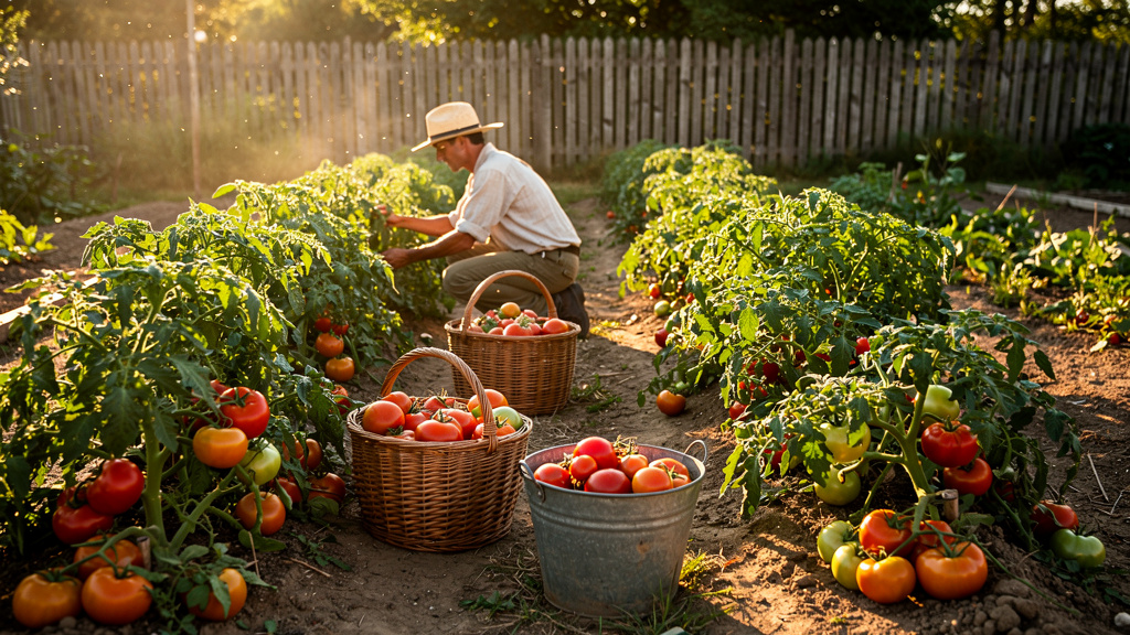 Иллюстрация: Сбор урожая помидоры: когда и как правильно убирать