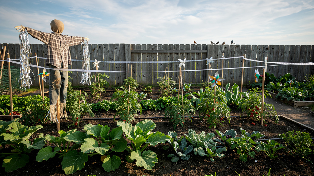 Иллюстрация: Защита огорода от птиц без вреда для урожая