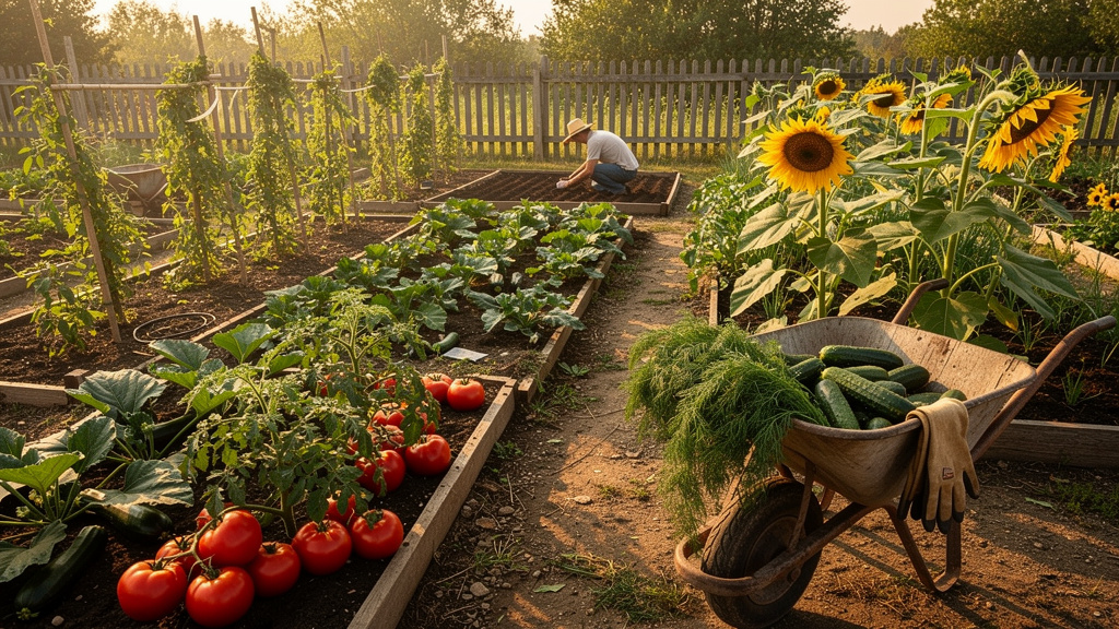 Иллюстрация: Август в саду и огороде: сбор урожая и посев