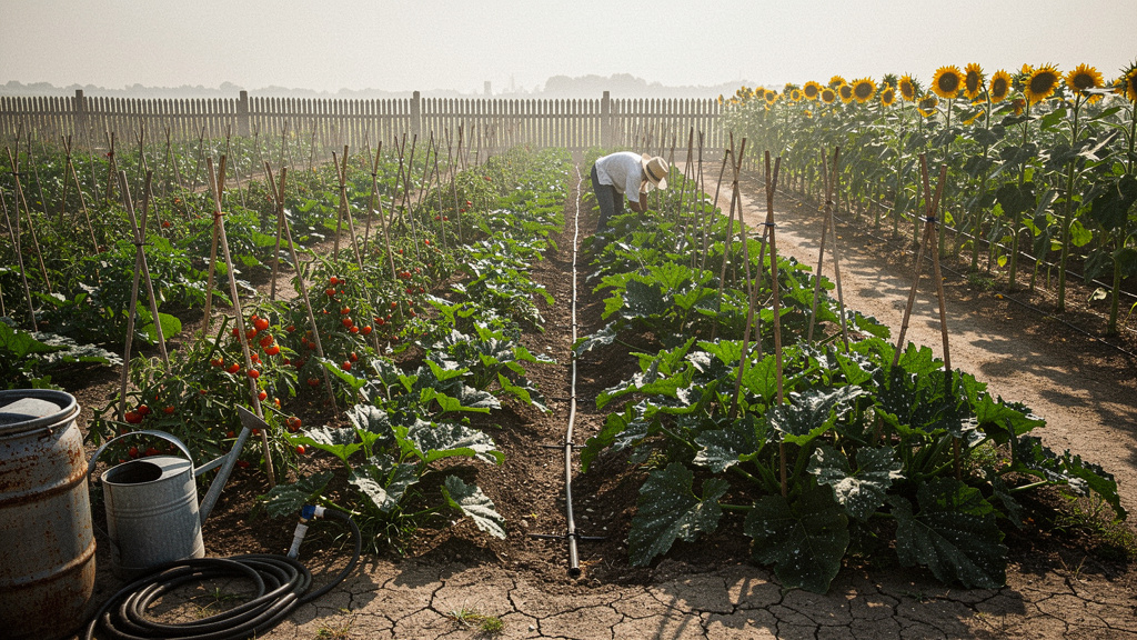 Иллюстрация: Как правильно поливать огород в жару: нормы и приёмы