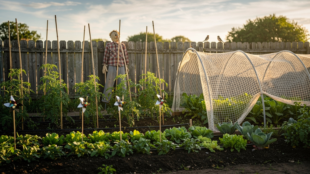 Иллюстрация: Защита огорода от птиц без вреда для урожая