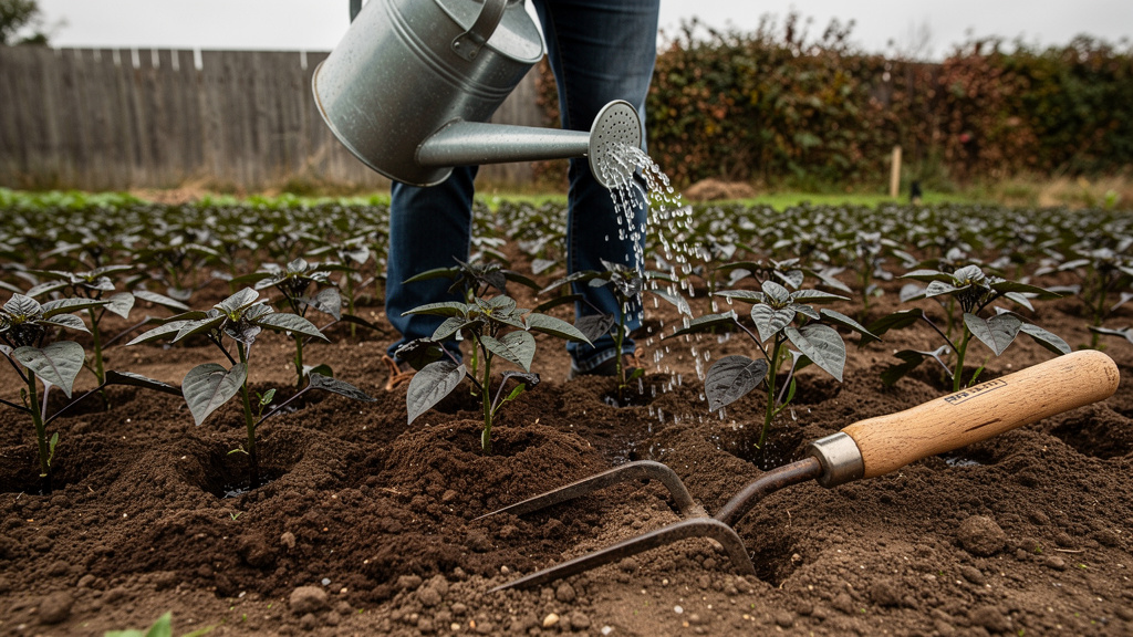 Иллюстрация: Уход за перец после посадки: полив, рыхление, окучивание