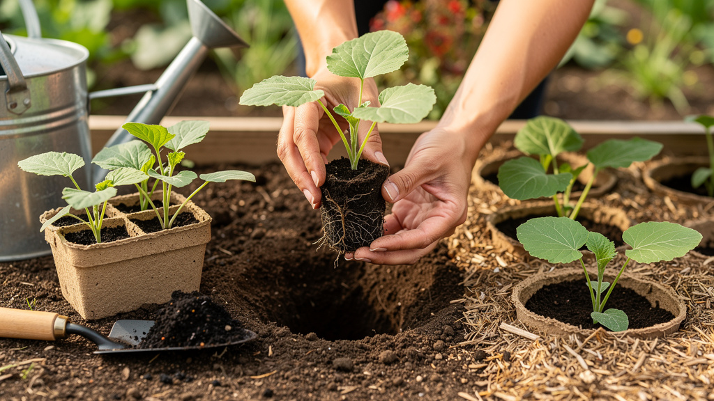 Сеянцы тыквы в индивидуальных стаканчиках, без пикировки