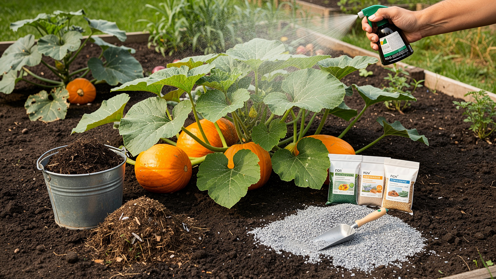 Подкормка тыквы настоем золы из лейки