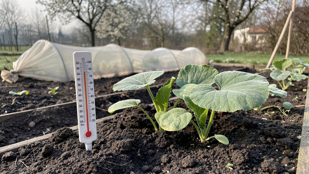 Высадка рассады тыквы в прогретую грядку с мульчей