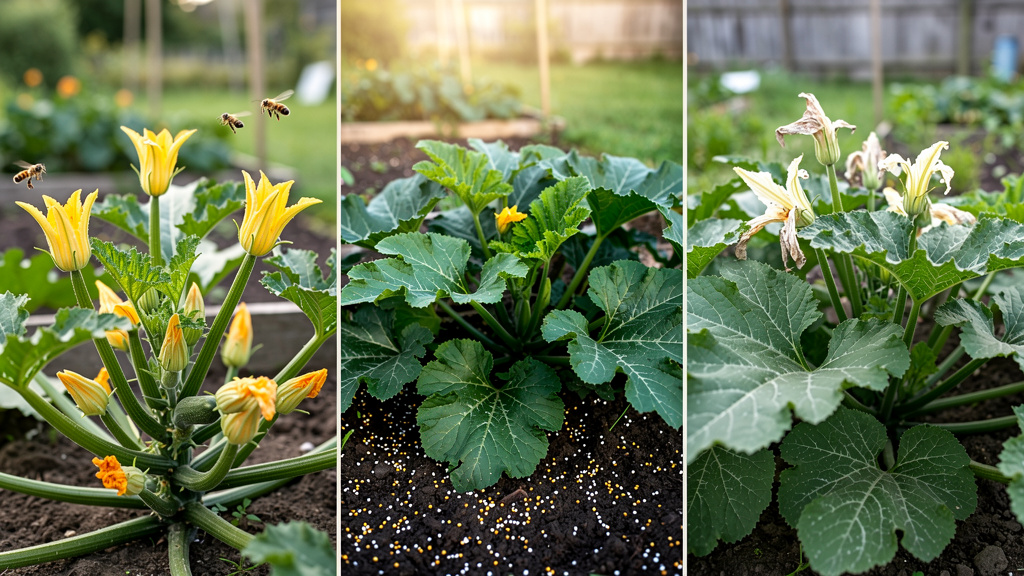 Куст кабачка с цветами, но без завязей