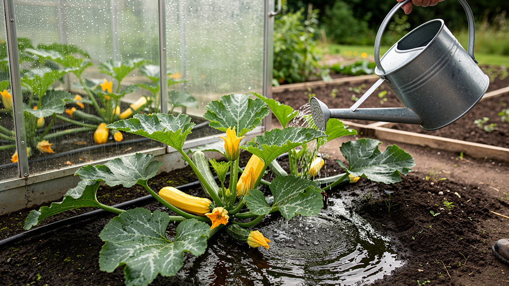 Капельный полив кабачков в открытом грунте, мульча из соломы