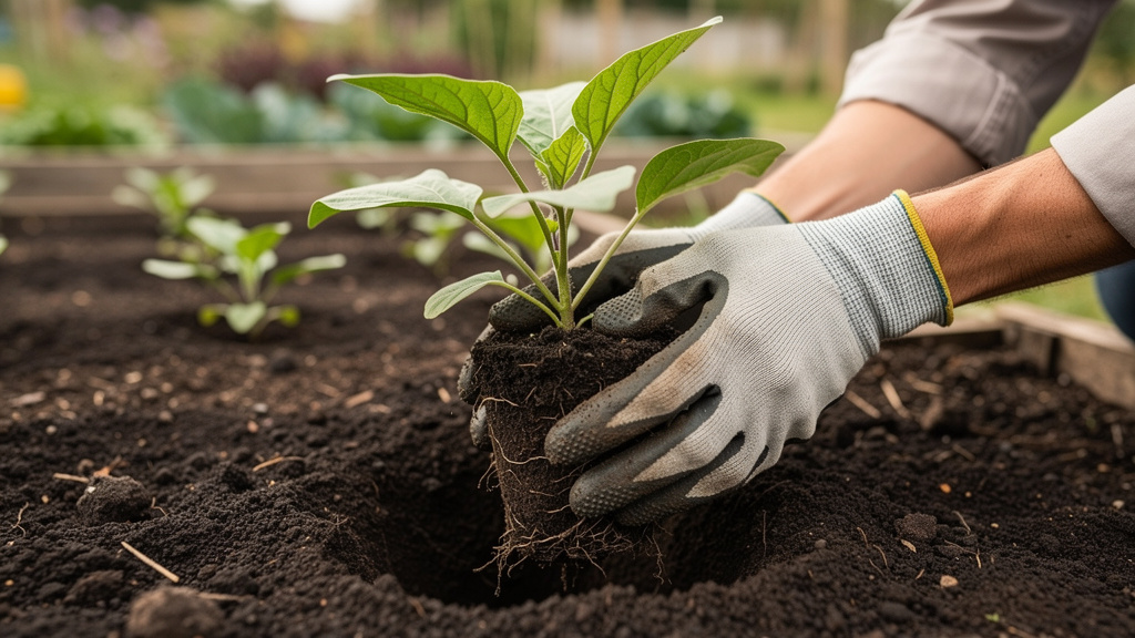 Иллюстрация: Высадка рассады баклажанов в открытый грунт